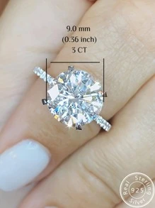 一枚3克拉莫三比克石榴石微鑲四爪戒指，女士訂婚和結婚戒指，是給妻子的禮物 - 銀色 - 查看 3