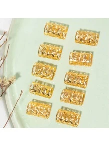 20入組女士鏤空時尚電話線髮圈適用於頭髮裝飾用品 - 金色 - 查看 2