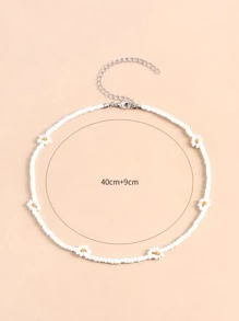 Collar floral con diseño de cuenta - Blanco - Ver 5