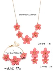 cái/bộ Bộ trang sức trang trí hoa hợp kim kẽm thời trang dành cho nữ dự tiệc - Hồng - Xem 2