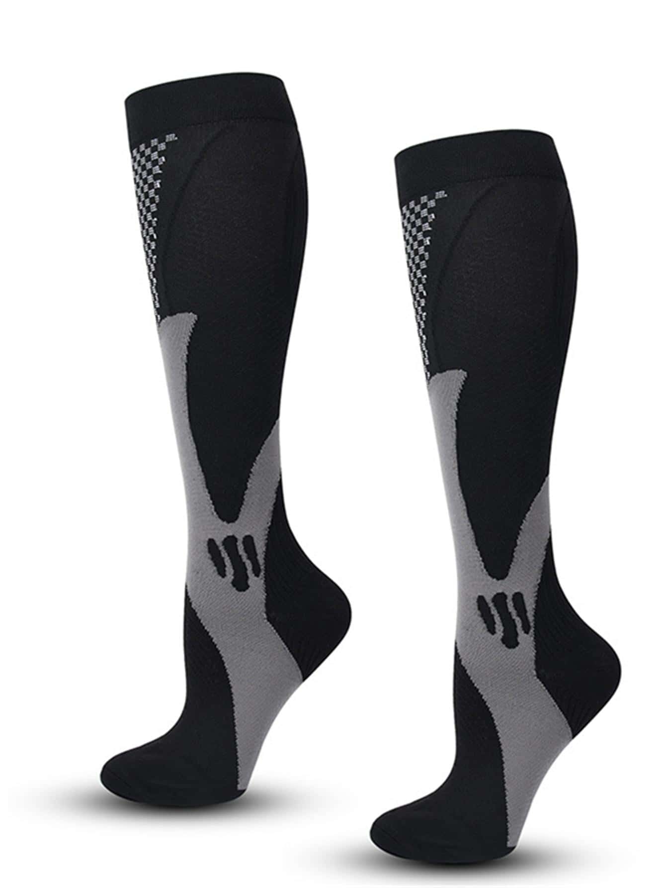 Thể Thao Ngoài Trời 1 Nam Nữ Cao Đến Đầu Gối Đen Thể Thao Ngoài Trời Tập Gym Thể Hình Chạy Nén Tất - màu đen - Xem 1