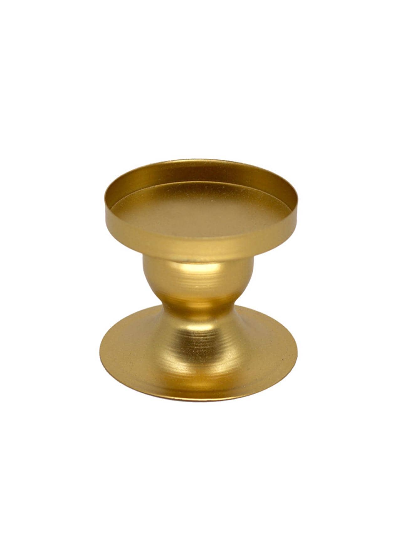 1pc Round Candle Holder - Gold - View 1