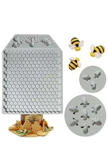 1 Khuôn Kẹo Silicon, Khuôn Fondant Thiết Kế Con Ong Hoạt Hình Để Trang Trí Bánh - trắng - Xem 1
