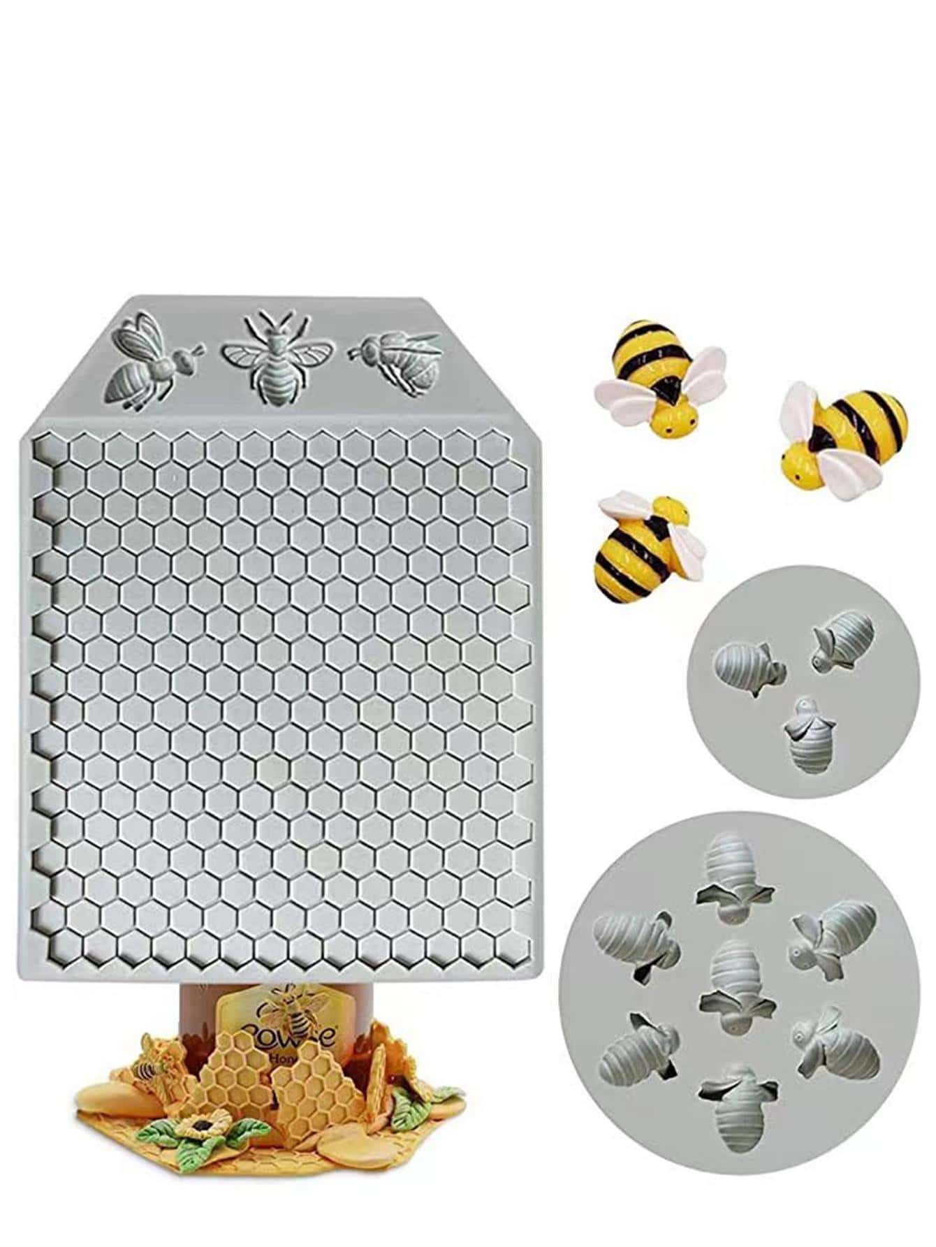 1 Khuôn Kẹo Silicon, Khuôn Fondant Thiết Kế Con Ong Hoạt Hình Để Trang Trí Bánh - trắng - Xem 1