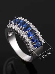 1 Chiếc Nhẫn Trang Trí Đính Đá Cubic Zirconia Quyến Rũ Cho Nữ Cho Tiệc Cưới - Xanh đậm - Xem 5