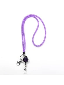 1入組水鑽裝飾長款簡約風可伸縮多用途卡套繩 - 紫色 - 查看 5