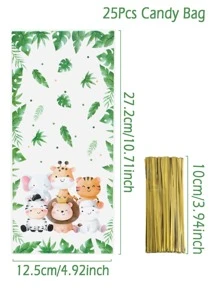 25 sztuk Dżungla Zwierzęca Torba Prezentowa Z Skręcanym Paskiem, Dżungla Zwierzęca Temat Urodziny Babe Shower Party Prezenty Do Pakowania, Dżungla Zwierzęca Prezenty Do Pakowania, Upominek Na Imprezę, Prezent Urodzinowy Prezent Na Imprezę Walentynki - Miętowy Zielony - Zobacz 4