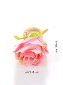 2pcs Romantic Pink Rose Napkin Rings, Suitable For Home, Kitchen, Restaurant, Hotel, Farmhouse, Event, Meeting, Wedding, Party, Celebration, Table Decoration, Valentine'S Day, And Romantic Date - Watermelon Pink - View 3