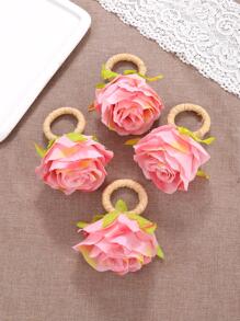 2pcs Romantic Pink Rose Napkin Rings, Suitable For Home, Kitchen, Restaurant, Hotel, Farmhouse, Event, Meeting, Wedding, Party, Celebration, Table Decoration, Valentine'S Day, And Romantic Date - Watermelon Pink - View 4