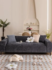 1 Vỏ Sofa Màu Trơn & 1 Vỏ Đệm Không Chất Độn - Màu xám đen - Xem 5