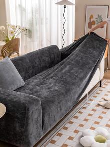 1 Vỏ Sofa Màu Trơn & 1 Vỏ Đệm Không Chất Độn - Màu xám đen - Xem 1