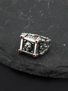 1入組時尚鋅合金骷髏裝飾戒指男士禮物，時尚派對造型 - 彩色 - 查看 2