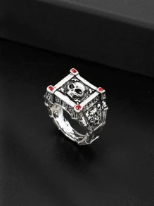 1入組時尚鋅合金骷髏裝飾戒指男士禮物，時尚派對造型 - 彩色 - 查看 4