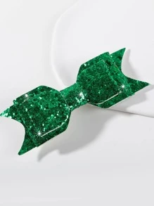 Kẹp tóc cá sấu trang trí nơ sequin - màu xanh lá - Xem 2