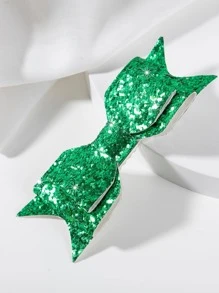 Kẹp tóc cá sấu trang trí nơ sequin - màu xanh lá - Xem 4