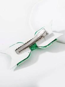 Kẹp tóc cá sấu trang trí nơ sequin - màu xanh lá - Xem 3