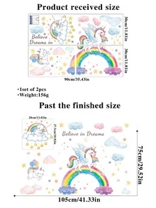 1set Unicorn & Rainbow Pattern Wall Sticker - Multicolor - View 3