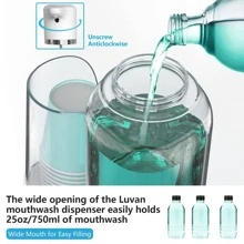 25盎司自动漱口水分配器，适用于浴室，750毫升电动漱口水瓶，带感应器，可充电，配有杯架，塑料皂液器，生日、圣诞节、婚礼礼物 - 淺藍色 - 查看 8