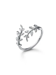 1 Máy Tính Tinh Tế Đính Đá Cubic Zirconia Lá Trang Trí Bọc Bạc Nhẫn Cho Nữ Làm Quà Tặng - Nhiều màu - Xem 2