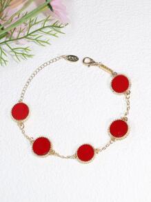 圓形裝飾手鏈 - 紅色 - 查看 2