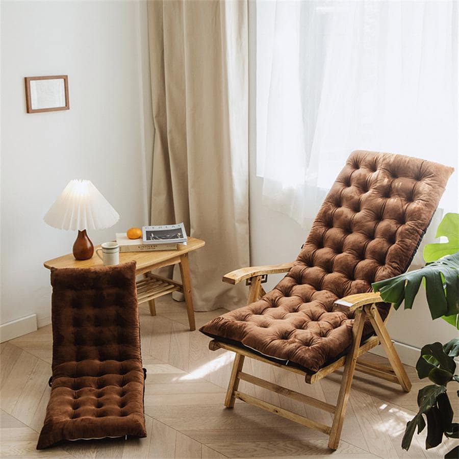 1pc Solid Stretchy Rocking Chair Cushion, Minimalist Polyester Thicken Foldable Recliner Sofa Seat Cushion Pad For Home - Coffee Brown - View 1
