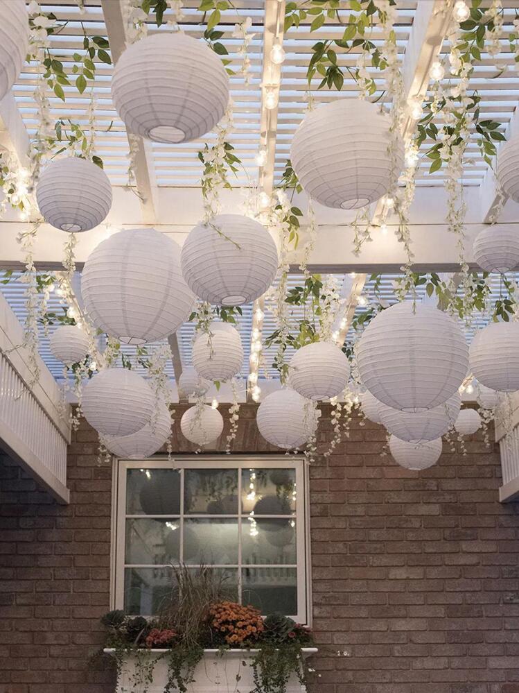 โคมไฟกระดาษ สีพื้น 1 ชิ้น - สีขาว - ดู 4