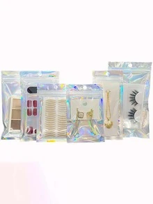 10 Cái/bộ Túi Bao Bì Nhựa, Túi Bảo Quản Trang Sức Hình Ba Chiều Hiện Đại Cho Gia Đình - Bạc - Xem 4