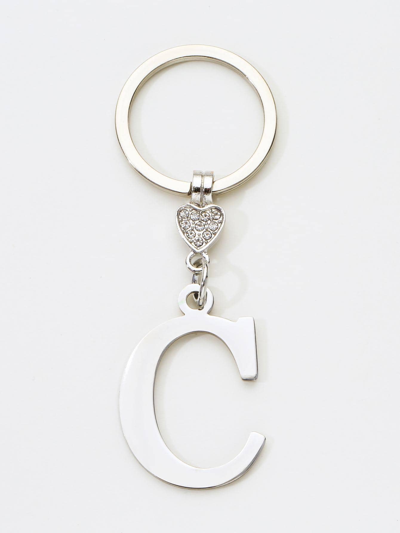 Letter Charm Keychain - Silver - View 1