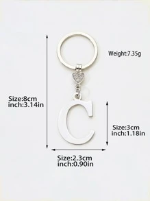 Letter Charm Keychain - Silver - View 4