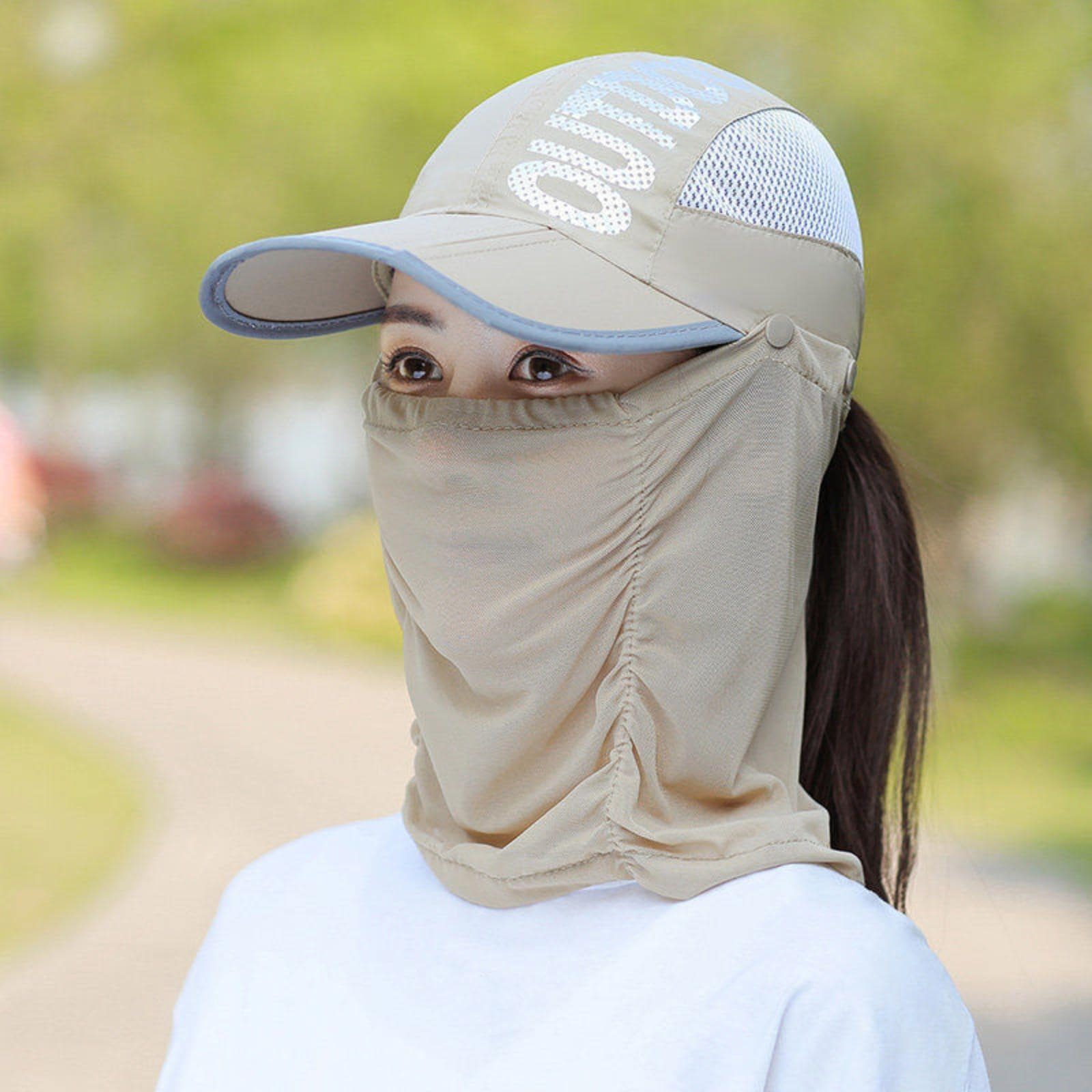 Sombrero con estampado de letra con careta - Caqui - Ver 1