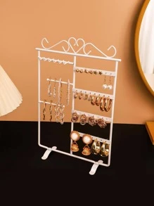 1pc Heart Decor Jewelry Storage Rack - White - View 3
