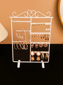 1pc Heart Decor Jewelry Storage Rack - White - View 4