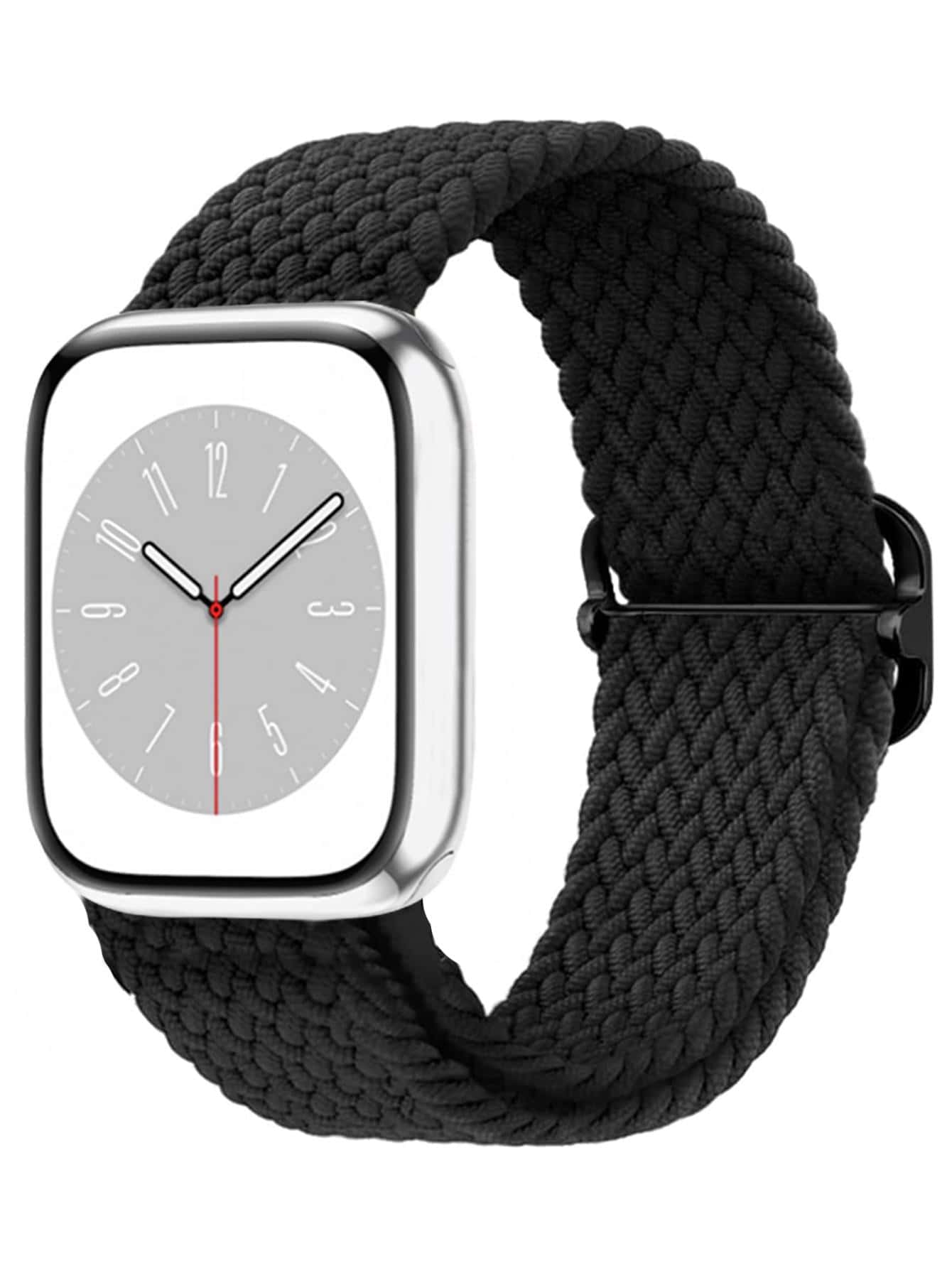 St.siabe Đồng hồ đeo tay thể thao nam nữ St. Siabe màu đen trơn, mềm mại, thoáng khí, co giãn, có thể điều chỉnh, chất liệu nylon dệt kim, tương thích với dây đeo đồng hồ Apple 38mm, 40mm, 41mm, 45mm, 44mm, 42mm, 49mm, dây đeo thông thường đa năng, vòng đeo tay, quà tặng ngày lễ, kèm phụ kiện Ultra Series 9/8/7/6/5/SE/4/3/2/1 - màu đen - Xem 1