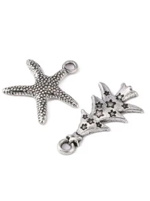 關於100入組/套復古鋅合金蝴蝶和DIY吊墜適合女士DIY首飾製作 - 復古銀色 - 查看 4