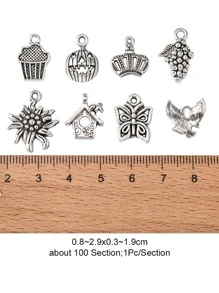 關於100入組/套復古鋅合金蝴蝶和DIY吊墜適合女士DIY首飾製作 - 復古銀色 - 查看 5