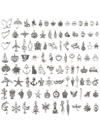 About 100pcs/set Vintage Zinc Alloy Butterfly & Starfigh DIY Charm For Women For DIY Jewelry Making