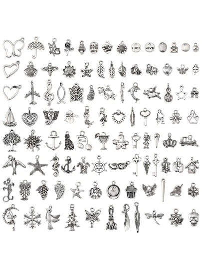About 100pcs/set Vintage Zinc Alloy Butterfly & Starfigh DIY Charm For Women For DIY Jewelry Making