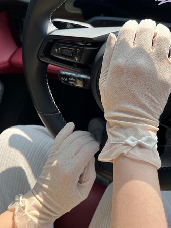 1 paire de gants couvrant tout le doigt avec décoration de nœud pour femmes - parfaits pour la conduite, le cyclisme et le porter casual, pour la Saint-Valentin