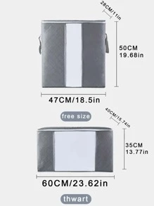 1pc Large Capacity Zipper Visual Quilt Storage Bag, Moisture-proof Storage Cabinet, Clothing Storage Box - Grey - View 11