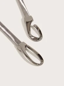 極簡幾何搭扣皮帶 - 槍黑色 - 查看 3