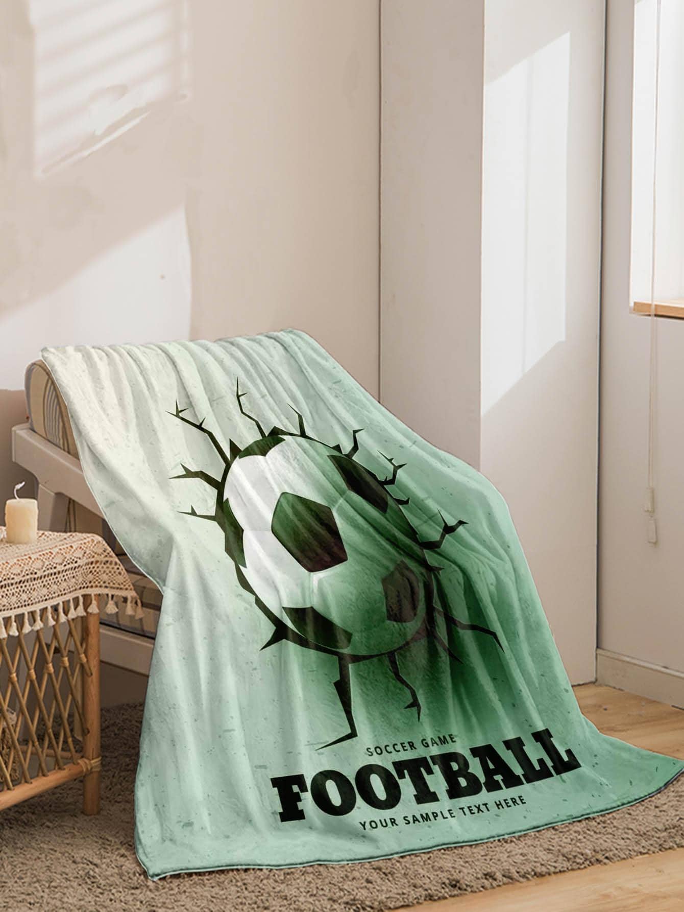 1pc Football Pattern Blanket, Knitted Fabric Soft u0026 Warm Blanket For Living  Room u0026 Bedroom, Home Decor | SHEIN USA