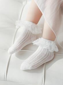 1對嬰兒荷葉邊襪子 - 白色 - 查看 1