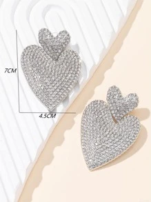 1 đôi bông tai hình trái tim bằng đá nhân tạo quyến rũ cho phụ nữ dự tiệc - trắng - Xem 3