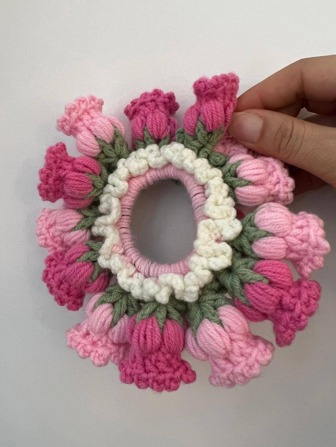 Flower Decor Hair Tie Boho Valentine's Day,Hair Accessories,Ponytail ,Hair Elastics,Hair Rope,Hair Ties Ponytail Holders, Hair Bobbles