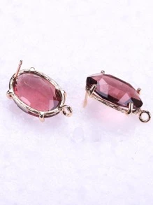 2入組/套魅力四射水鑽DIY耳環配件適合女士DIY首飾製作 - 酒紅色 - 查看 3