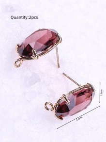 2入組/套魅力四射水鑽DIY耳環配件適合女士DIY首飾製作 - 酒紅色 - 查看 2