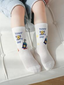 3pairs Baby Rocket Pattern Socks For Daily Life - White - View 4