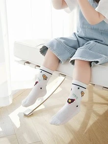 3pairs Baby Rocket Pattern Socks For Daily Life - White - View 5