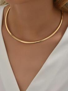 1 Stück europäische und amerikanische einfache Kupferrohr Metall Choker Halskette für Frauen, importierter Schmuck