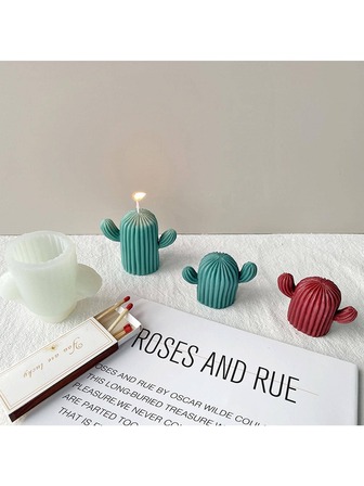 Amishop 1入組仙人掌形狀蠟燭模具